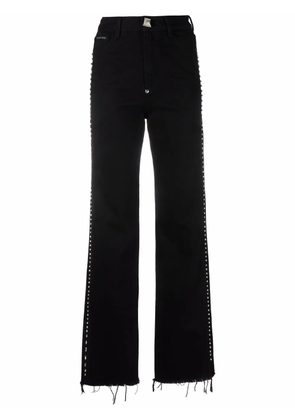 Philipp Plein crystal-embellished wide jeans - Black