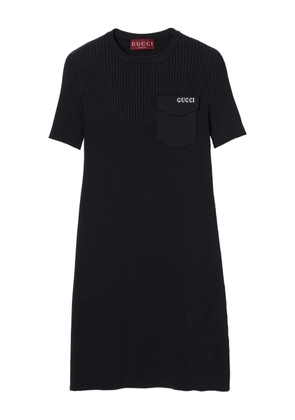 Gucci ribbed intarsia pocket midi dress - Black
