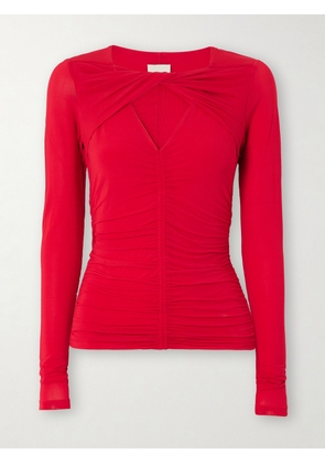 Isabel Marant - Vandalia Cutout Ruched Stretch-jersey Top - Red - FR 34,FR 36,FR 38,FR 40,FR 42,FR 44