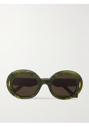 Loewe - Round-frame Marbled Acetate Sunglasses - Green - One size