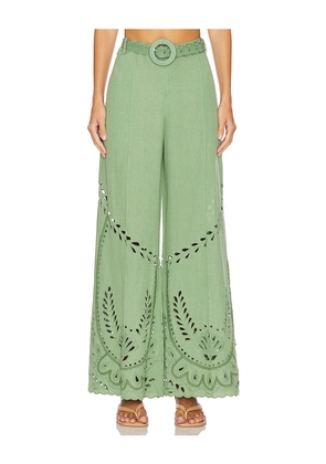 HEMANT AND NANDITA Flared Pants With Buckle Belt in Green. Size L. Also in XL.