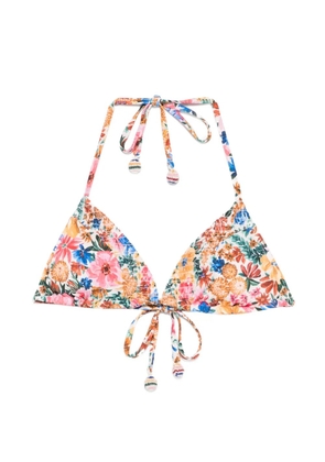 FARM Rio floral triangle bikini top - White