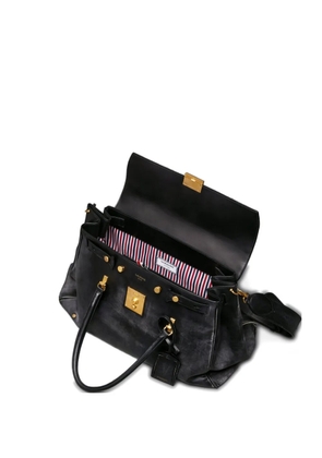 Thom Browne bolton weekender distressed leather duffle bag - Black