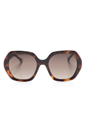 Carolina Herrera tortoiseshell-effect oversized-frame sunglasses - Brown