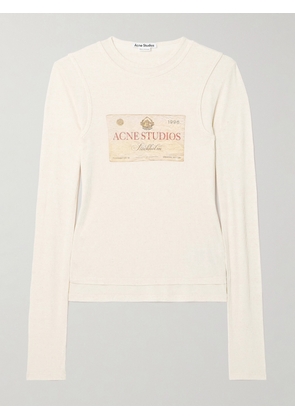 Acne Studios - Layered Printed Ribbed Modal And Linen-blend Jersey Top - Ivory - xx small,x small,small,medium,large