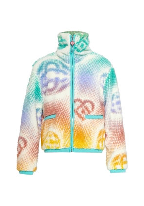 Casablanca monogram-pattern zip-up jacket - White