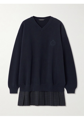 Balenciaga - Layered Wool-trimmed Embroidered Cotton Mini Dress - Blue - S,M,L