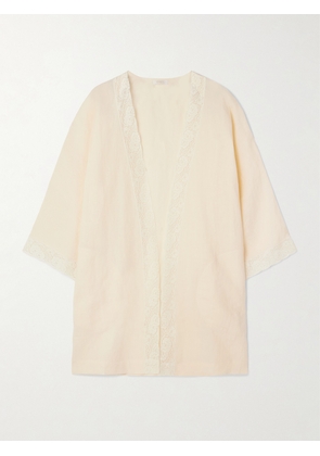 Eres - Colline Lace-trimmed Linen Robe - Pink - small,medium,large