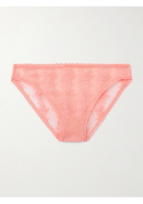 Eres - Fleur Du Sel Embroidered Stretch-tulle Briefs - Pink - FR 36,FR 38,FR 40,FR 42,FR 44