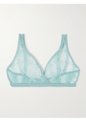 Eres - Fleur Du Sel Gourmande Embroidered Stretch-mesh Soft-cup Bra - Blue - 70B,75B,80B,70C,75C,80C,70D,75D