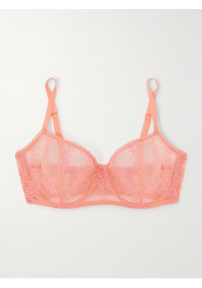 Eres - Fleur Du Sel Embroidered Stretch-tulle Underwired Soft-cup Bra - Pink - 70B,75B,80B,70C,75C,80C,70D,75D,80D