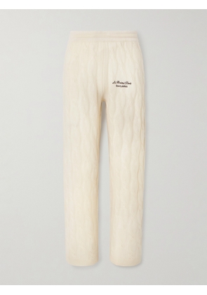Sporty & Rich - + Le Bristol Paris Faubourg Cable-knit Cashmere And Wool-blend Track Pants - Cream - x small,small,medium,large