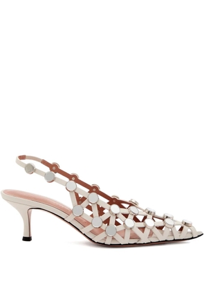 The Attico 50mm Grid slingback pumps - White
