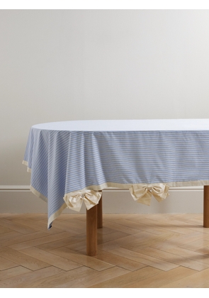Gohar World - Bow And Button-detailed Striped Cotton-blend Tablecloth - Blue - One size