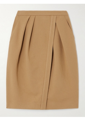 Dries Van Noten - Wrap-effect Pleated Wool-blend Midi Skirt - Brown - FR 34,FR 36,FR 38,FR 40,FR 42,FR 44