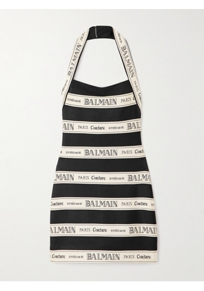 Balmain - Striped Jacquard-knit Halterneck Mini Dress - Black - FR 34,FR 36,FR 38,FR 40,FR 42,FR 44,FR 46