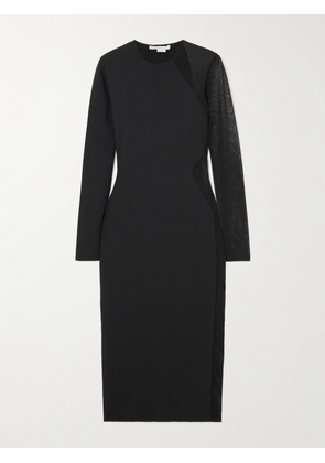 Stella McCartney - Miracle Mesh-paneled Ponte Midi Dress - Black - xx small,x small,small,medium,large,x large
