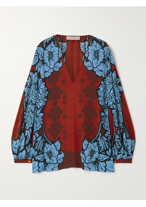Borgo de Nor - Stellan Floral-print Crepe De Chine Blouse - Blue - UK 4,UK 6,UK 8,UK 10,UK 12,UK 14,UK 16