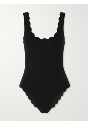 Marysia - Palm Springs Scalloped Recycled-seersucker Swimsuit - Black - xx small,x small,small,medium,large,x large,xx large