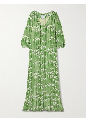 BERNADETTE - Georgio Floral-print Velvet Maxi Dress - Green - FR 34,FR 36,FR 38,FR 40