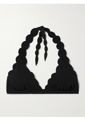 Marysia - Spring Scalloped Recycled-crepe Halterneck Bikini Top - Black - x small,small,medium,large,x large,xx large