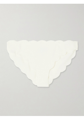 Marysia - Antibes Scalloped Recycled-seersucker Bikini Briefs - Off-white - xx small,x small,small,medium,large,x large,xx large