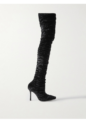 Jimmy Choo - Lotta 100 Ruched Crushed-velvet Over-the-knee Boots - Black - IT36,IT37,IT37.5,IT38,IT38.5,IT39,IT39.5,IT40,IT40.5,IT41,IT42