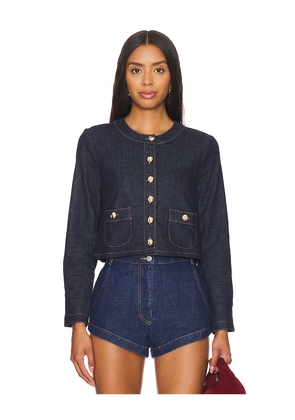 Amanda Uprichard x REVOLVE Braswell Jacket in Denim-Dark. Size L. Also in XL.