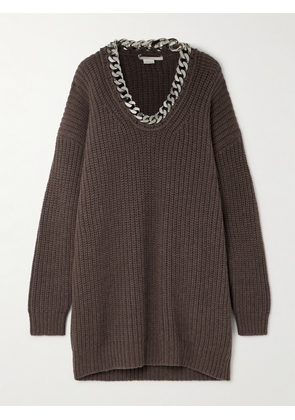 Stella McCartney - Falabella Oversized Chain-embellished Wool Sweater - Brown - xx small,x small,small,medium,large,x large