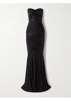 Norma Kamali - Strapless Metallic Ruched Stretch-jersey Gown - Black - xx small,x small,small,medium,large,x large