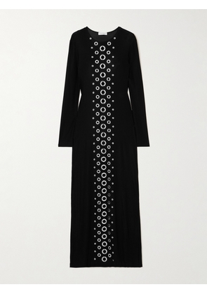 RABANNE - Eyelet-embellished Stretch-jersey Maxi Dress - Black - FR 34,FR 36,FR 38,FR 40,FR 42,FR 44
