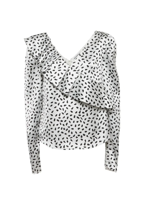 Self-Portrait printed satin blouse - White
