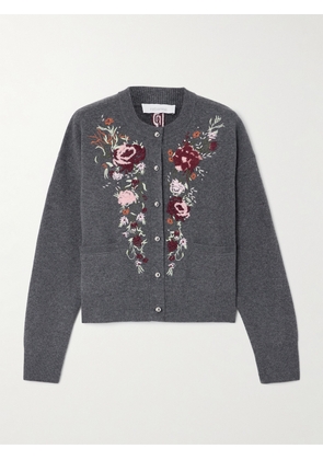 RABANNE - Embroidered Crystal-embellished Wool And Cashmere-blend Cardigan - Gray - x small,small,medium,large,x large