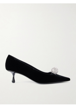 Jimmy Choo - Orb 50 Crystal-embellished Velvet Pumps - Black - IT36,IT36.5,IT37,IT37.5,IT38,IT38.5,IT39,IT39.5,IT40,IT40.5,IT41,IT42
