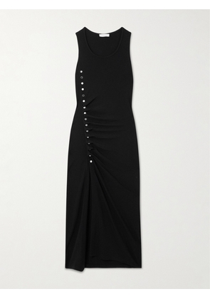 RABANNE - Gathered Embellished Jersey Midi Dress - Black - FR 34,FR 36,FR 38,FR 40,FR 42,FR 44