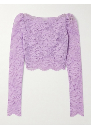 RABANNE - Cropped Guipure Lace Top - Purple - FR 34,FR 36,FR 38,FR 40,FR 42,FR 44,FR 46