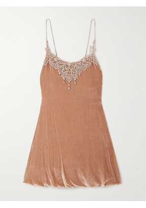 RABANNE - Embellished Velvet Mini Dress - Pink - FR 34,FR 36,FR 38,FR 40,FR 42,FR 44