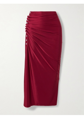 RABANNE - Gathered Satin-jersey Midi Skirt - FR 34,FR 36,FR 38,FR 40,FR 42,FR 44