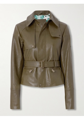 Burberry - Belted Leather Jacket - Green - UK 6,UK 8,UK 10,UK 12