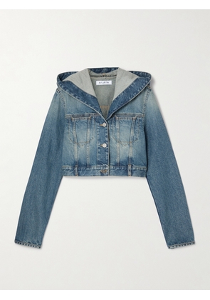 Alaïa - Cropped Hooded Denim Jacket - Blue - FR 34,FR 36,FR 38,FR 40,FR 42,FR 44