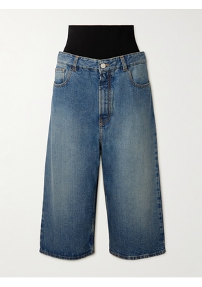 Alaïa - Jersey-trimmed Denim Shorts - Blue - FR 34,FR 36,FR 38,FR 40,FR 42,FR 44