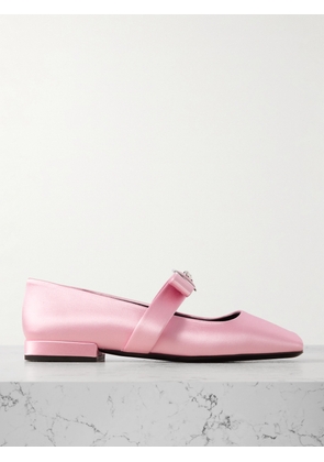 Versace - Bow-embellished Silk-satin Ballet Flats - Pink - IT36,IT37,IT38,IT39,IT40