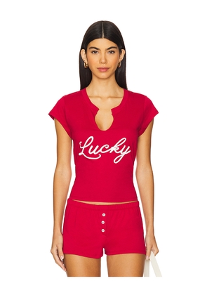 Bella Venice Lucky Tee in Red. Size L. Also in XS, S, M, XL.