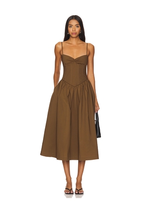Camila Coelho Moroccan Midi Dress in Brown. Size L. Also in M, S, XL, XS, XXS.