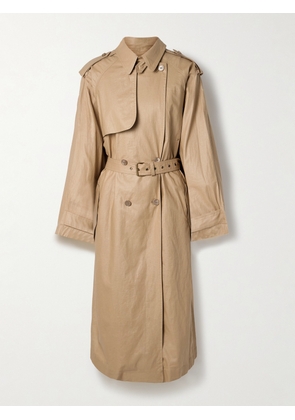 MARANT ÉTOILE - Freanne Belted Double-breasted Linen-blend Trench Coat - Neutrals - FR 34,FR 36,FR 38