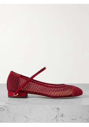 Jennifer Chamandi - Paolo 20 Suede And Mesh Ballet Flats - Red - IT36,IT36.5,IT37,IT37.5,IT38,IT38.5,IT39,IT39.5,IT40,IT40.5,IT41,IT41.5,IT42