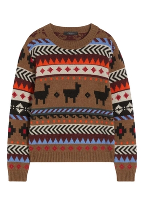 Weekend Max Mara llama-pattern crew-neck sweater - Brown