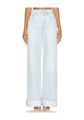 AGOLDE Dame High Rise Wide Leg Jeans in Denim-Light. Size 27. Also in 28, 33.