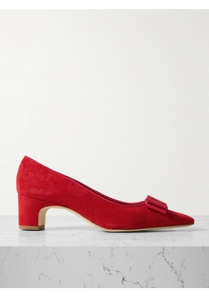 Manolo Blahnik - Reador 50 Bow-detailed Suede Pumps - Red - IT36,IT36.5,IT37,IT37.5,IT38,IT38.5,IT39,IT39.5,IT40,IT40.5,IT41,IT41.5,IT42