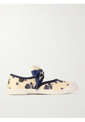 Valentino Garavani - Bay By Bay Ballerina Rubber-trimmed Printed Silk-jacquard Sneakers - Off-white - IT35,IT36,IT37,IT38,IT39,IT40,IT41